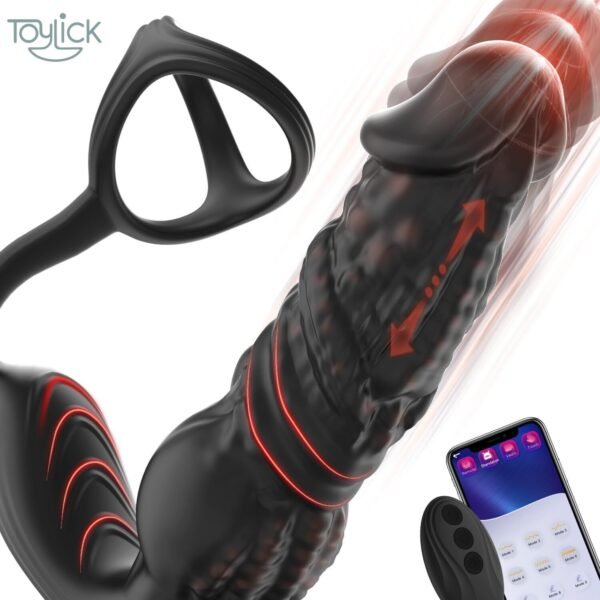 ToyLick 6-in-1 Prostate Massager with Fast Vibrations. Main product view of the black silicone device with a curved, vibrating head and a handle featuring the control panel.