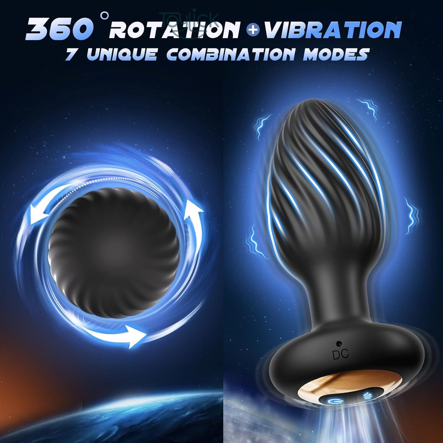 app-controlled-vibrating-but-plug-with-360-rotations-and-9-speed-toylick-1 ToyLick App-Controlled Butt Plug featuring a Dual Motor system providing 360∘ Rotations and 9 Vibration Speeds for intense prostate and anal stimulation.