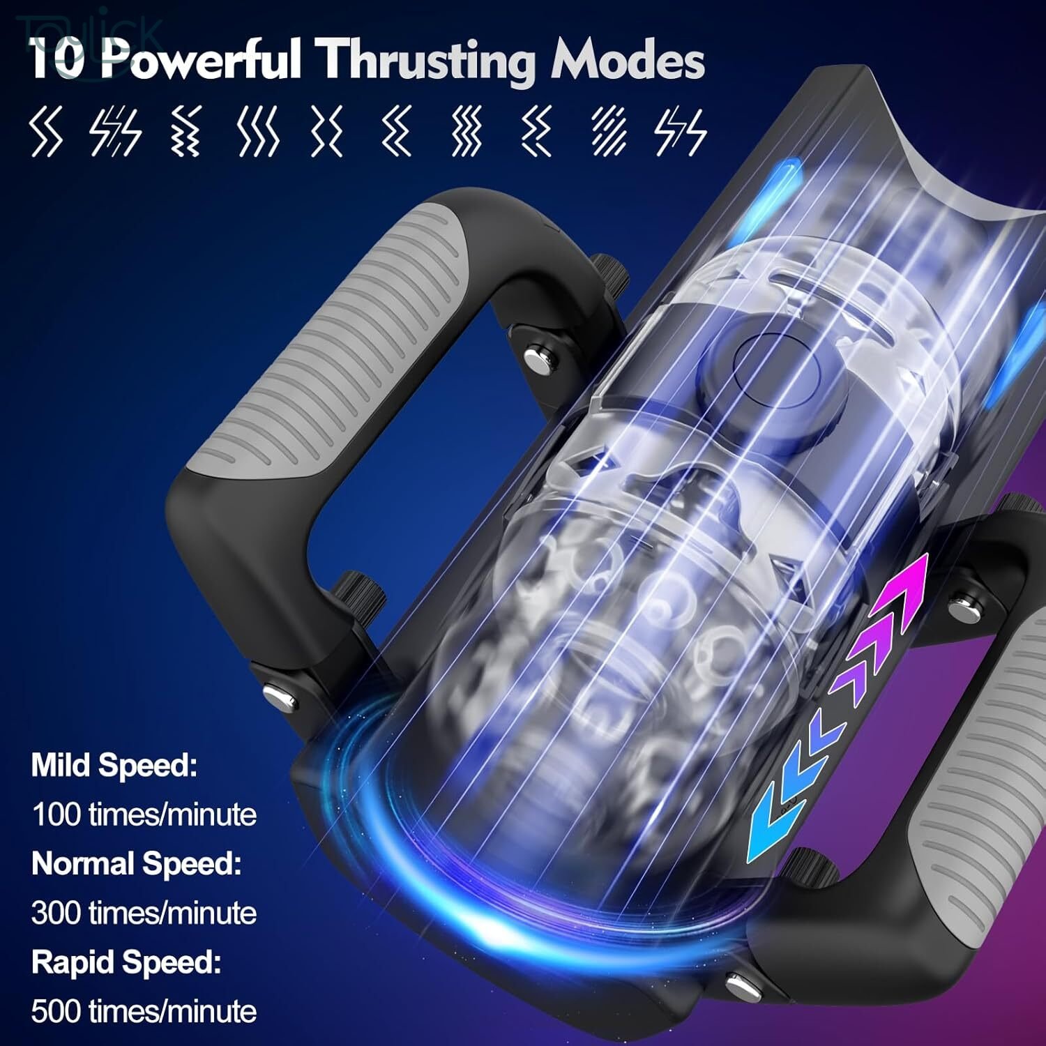 hands-free automatic-masturbator-with-12-cm-deep-thrusting-toylick-3 ToyLick Hands-Free Automatic Masturbator promoting Strong Suction Base for Hands-Free Fun, showing the device mounted on a glass surface and the ability to adjust the angle 360∘ with the suction cup.