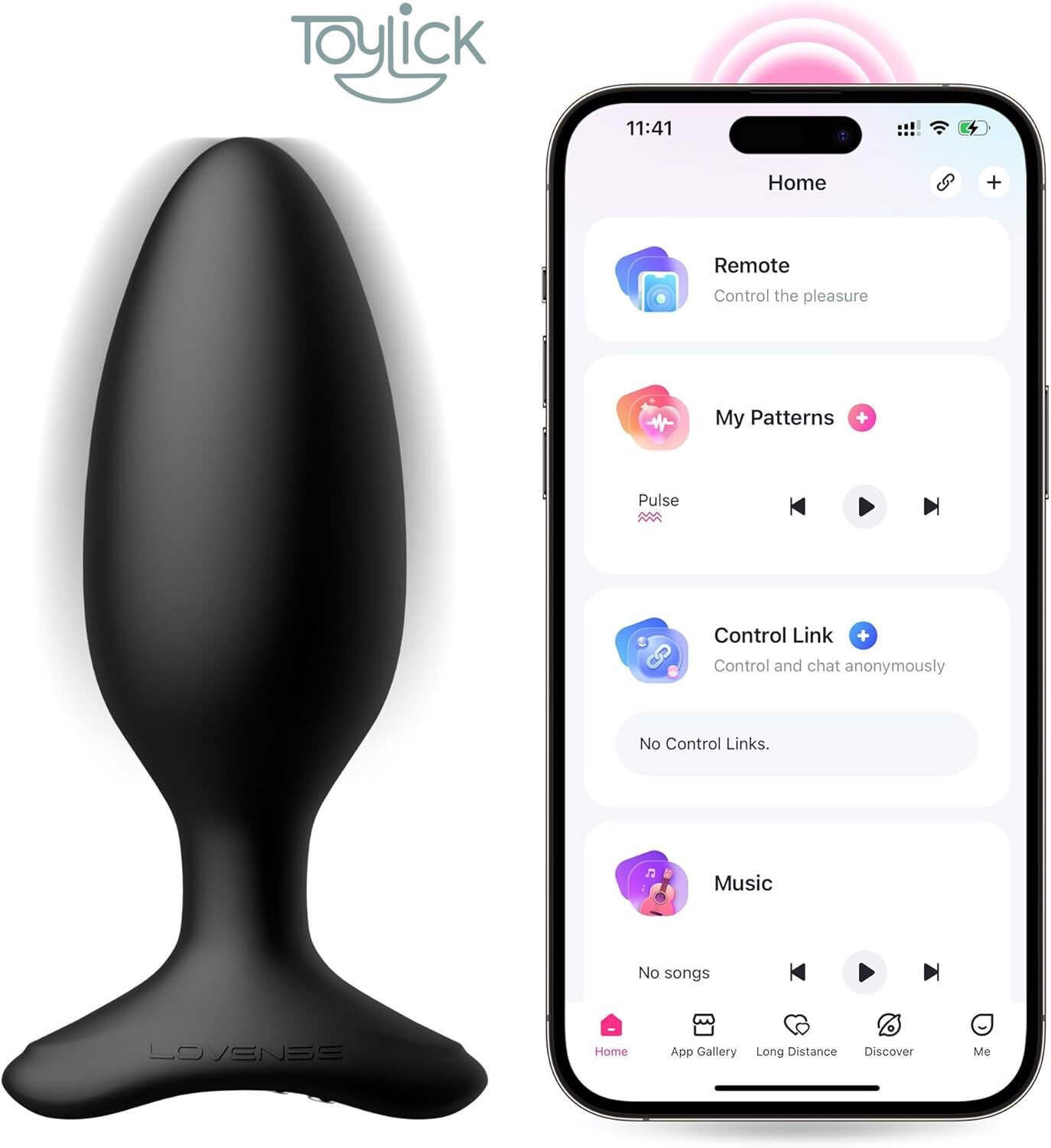 lovense-hush-2-vibrating-butt-plug-1-75-inches-toylick-main Lovense Hush 2 Vibrating Butt Plug (1.75in size). Main product view showing the smooth, black silicone plug with a flared base and a visible power button.